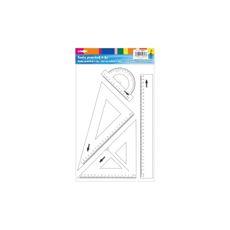 Sada pravítok - 4 ks, transparentná