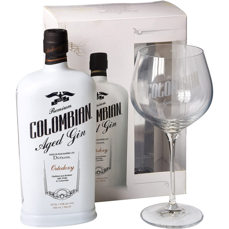 Dictador Premium Colombiana Ortodoxy White 43% 0,7 l (darčekové balenie 1 pohár)